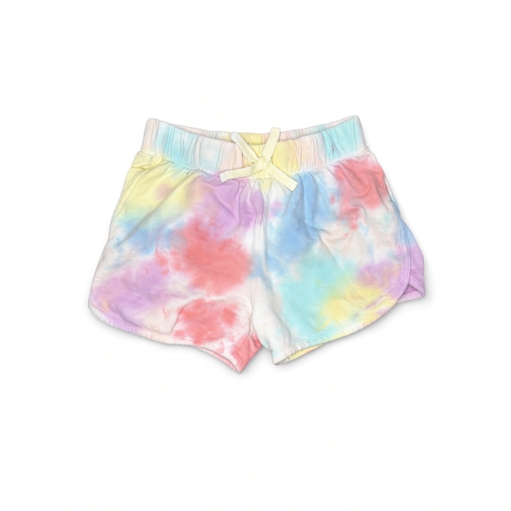 Girls Tie Dye Elastic Waist Shorts Pastel Multi Color Size 5-6 Pocketed Summer